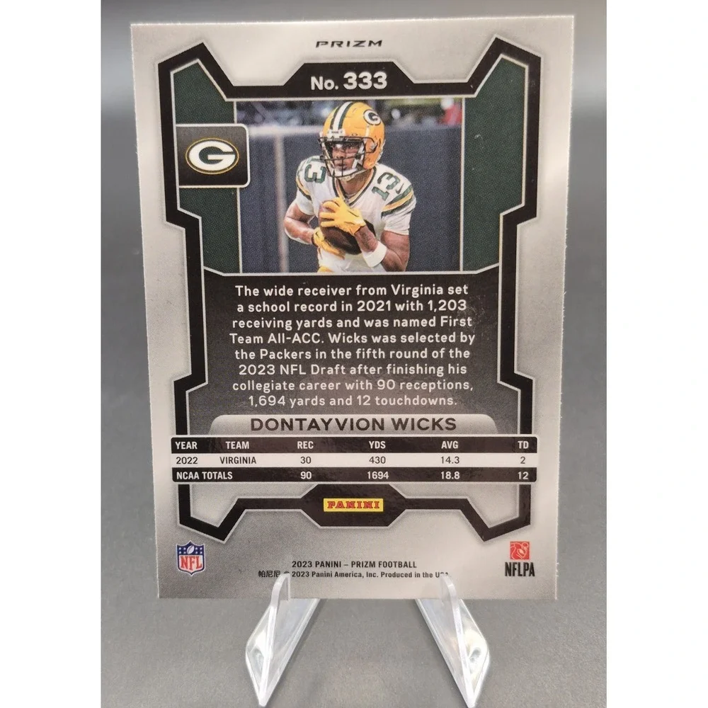 2023 Panini Prizm Dontayvion Wicks #333  Rookie Purple Pulsar (RC) GB Packers